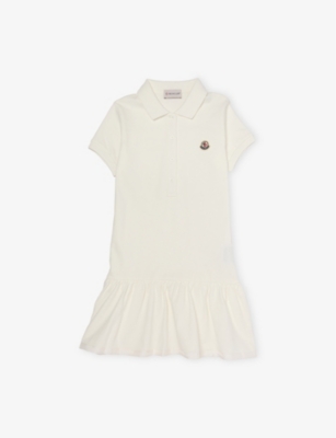 MONCLER: Logo-Embroidered Cotton-Pique Polo Dress 4-14 Years