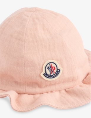 MONCLER: Kids' Logo-Embroidered Ruffled Cotton-Blend Bucket Hat