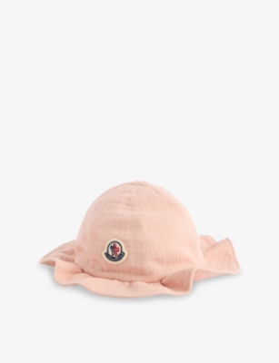 MONCLER: Kids' Logo-Embroidered Ruffled Cotton-Blend Bucket Hat