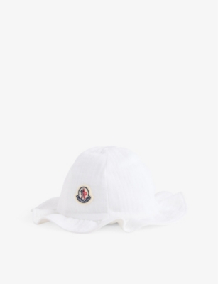 MONCLER: Kids' Logo-Embroidered Ruffled Cotton-Blend Bucket Hat