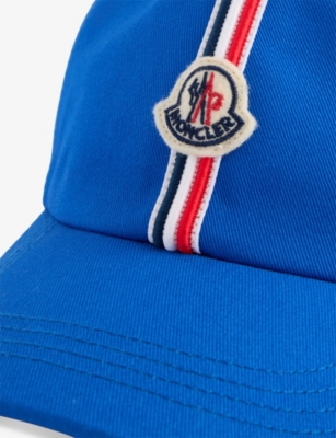 MONCLER: Logo-Patch Striped-Trim Cotton Baseball Cap