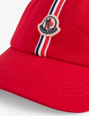 MONCLER: Logo-Patch Striped-Trim Cotton Baseball Cap