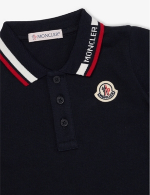 MONCLER: Tricolour-Trim Logo-Embroidered Stretch-Cotton Polo Shirt 3-36 Months