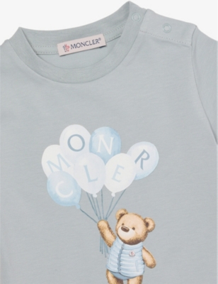 MONCLER: Bear and Balloon-Print Stretch-Cotton T-Shirt 3-18 Months
