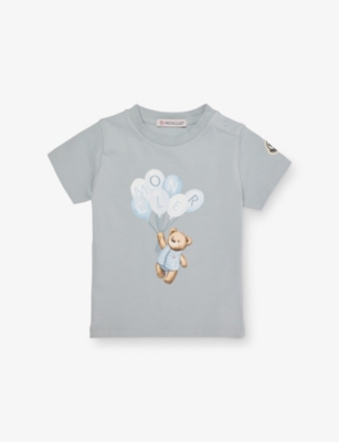 MONCLER: Bear and Balloon-Print Stretch-Cotton T-Shirt 3-18 Months