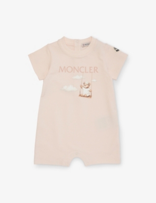 MONCLER: Bear-Print Brand-Badge Cotton-Jersey Romper 3-18 Months