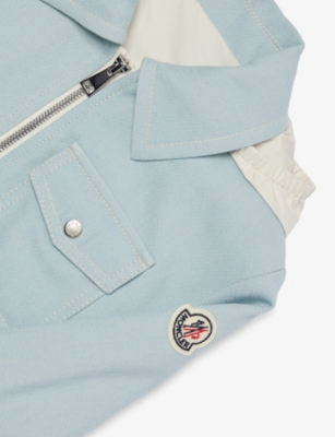 Moncler Royal Esme Hooded Denim Jacket 8-14 In Royal