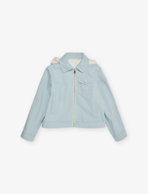 MONCLER: Esme Hooded Denim Jacket 8-14 Years