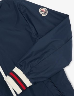 MONCLER: Maki Tricolour-Trim Woven Bomber Jacket 4-14 Years