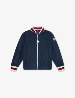 MONCLER: Maki Tricolour-Trim Woven Bomber Jacket 4-14 Years