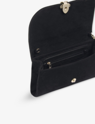 Lk Bennett Womens Bla-black Aria Suede Clutch Bag