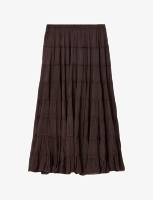Allsaints: Eva Elasticated-Waist Woven Maxi Skirt