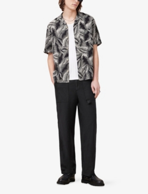 ALLSAINTS: Marseille Graphic-Print Linen-Cotton Shirt
