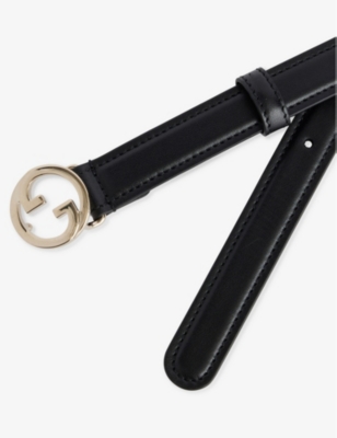 Gucci Womens Blondie Logo-buckle Leather Belt Black In Black