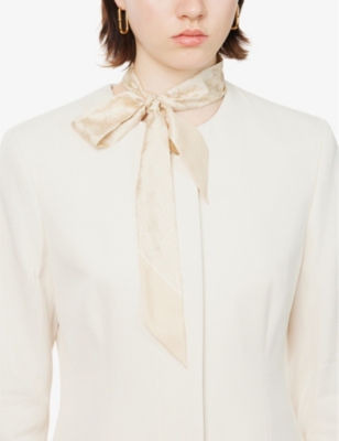Gucci Womens  Gg-pattern Silk Neck Bow In White/ivory