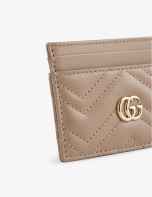 Gucci Womens  Lion Brand-design-plaque Leather Card Holder In Rocky/rocky