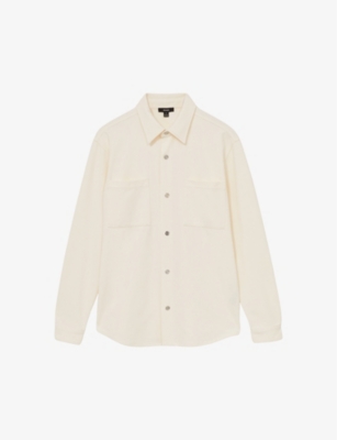 Reiss Mens  Fitzroy Chest-pocket Corduroy Overshirt In Off White
