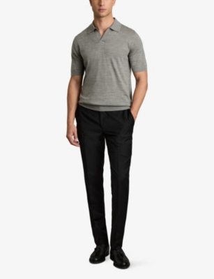REISS: Duchie open-collar wool polo shirt