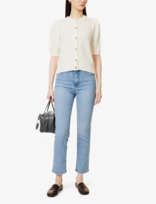 Frame Womens The Pencil Crop Slim-leg High-rise Stretch Cotton-blend Jeans Lark In Lark