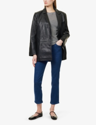 Frame Womens Loner The Pencil Crop Slim-leg High-rise Stretch Cotton-blend Jeans In Loner