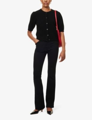 FRAME WOMENS LEVITATE THE REBOOT FLARED STRAIGHT-LEG HIGH-RISE STRETCH-DENIM BLEND JEANS 