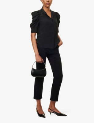 FRAME WOMENS THE REBOOT CROP FLARED STRAIGHT-LEG HIGH-RISE STRETCH-DENIM BLEND JEANS LEVITATE 