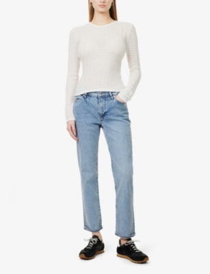 Frame Womens The Borrowed Straight-leg Mid-rise Stretch-cotton Jeans Ricochet In Ricochet