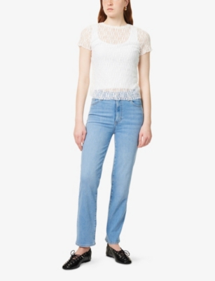 FRAME WOMENS FRAME LE SLEEK FIVE-POCKETS STRAIGHT-LEG HIGH-RISE STRETCH-DENIM BLEND JEANS 