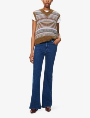 Frame Womens Loner The Icon Mid-rise Flared Stretch-denim Jeans In Loner