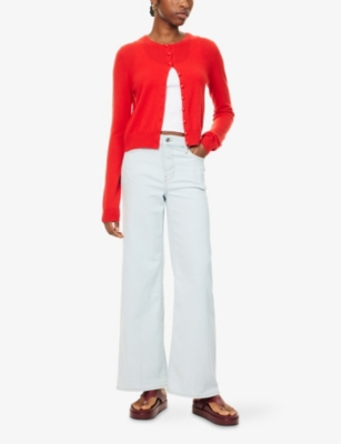 Frame Womens Feather Le Slim Palazzo Five-pockets Wide-leg High-rise Stretch-denim Blend Jeans