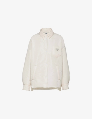Prada Womens White Light Padded Oversized Re-nylon Jacket In White