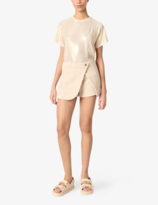 MAJE: Layered Tweed-Texture Cotton-Blend Skort