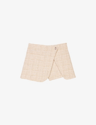 MAJE: Layered Tweed-Texture Cotton-Blend Skort