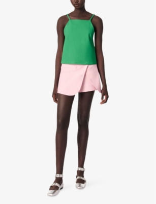 MAJE: Layered-Effect Mid-Rise Wrap Stretch-Woven Shorts