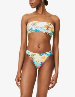 Shop Seafolly Womens Turquoise South Pacific Bandeau Bikini Top