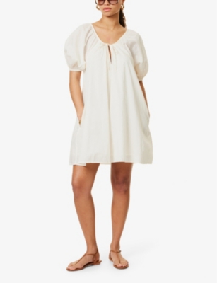 Babydoll Short-Sleeve Cotton Mini Dress