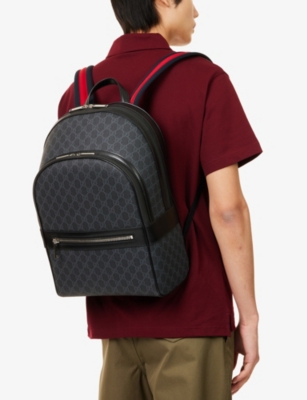 Gucci Mens  Gg-monogram Coated-canvas Backpack In Blk/blk/blk/brb/blk