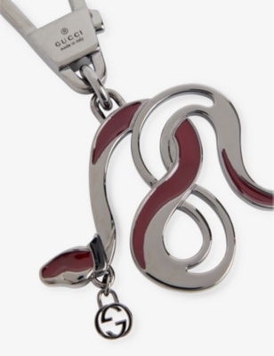 Gucci Mens  Snake Engraved Brass Keychain In Rut/ross.anc.blk