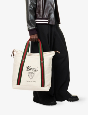 GUCCI: Printed Canvas Large Tote Bag