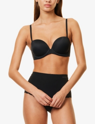 Calvin Klein Womens Push-up Balconette Stretch-woven Bra Black In Black