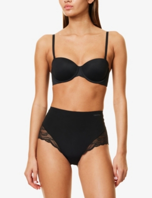 Shop Calvin Klein Womens Balconette Underwire Stretch-woven Bra Black