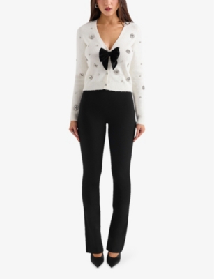 House Of Cb Beaubella Embellished Cardigan In Ivory