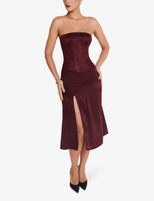 Shop Mistress Rocks Womens Sweetheart Lace-up Strapless Faux-leather Top Cherry