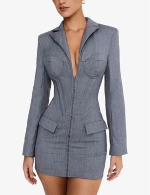 MISTRESS ROCKS: Corset Blazer Woven Mini Dress