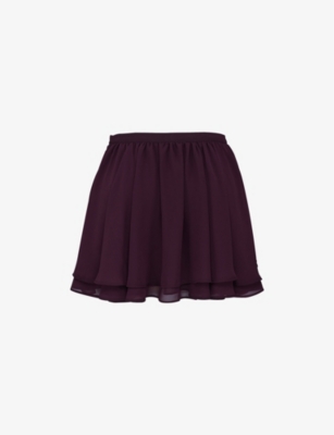 Mistress Rocks Womens  Floaty Layered Woven Mini Skirt In Dark Plum