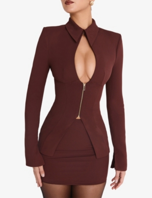 MISTRESS ROCKS: High-Rise Stretch-Woven Body-Con Mini Skirt