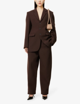 Wardrobe.nyc Womens Dark Brown High-rise Wide-leg Virgin-wool Trousers In Dark Brown