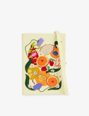OLYMPIA LE-TAN: Olympia Le-Tan x Poppy Magda Juicy Embroidered Book Cotton-Blend Clutch Bag