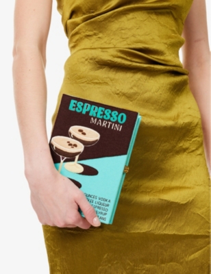 OLYMPIA LE-TAN: Olympia Le-Tan x Olympia of Greece Expresso Martini Embroidered Book Cotton-Blend Clutch Bag