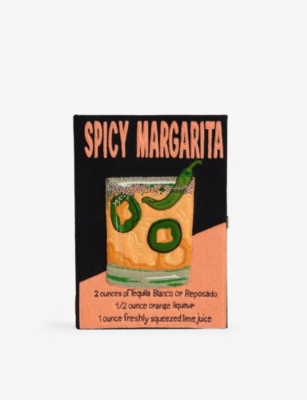 OLYMPIA LE-TAN: Olympia Le-Tan x Olympia of Greece Spicy Margarita Embroidered Book Cotton-Blend Clutch Bag